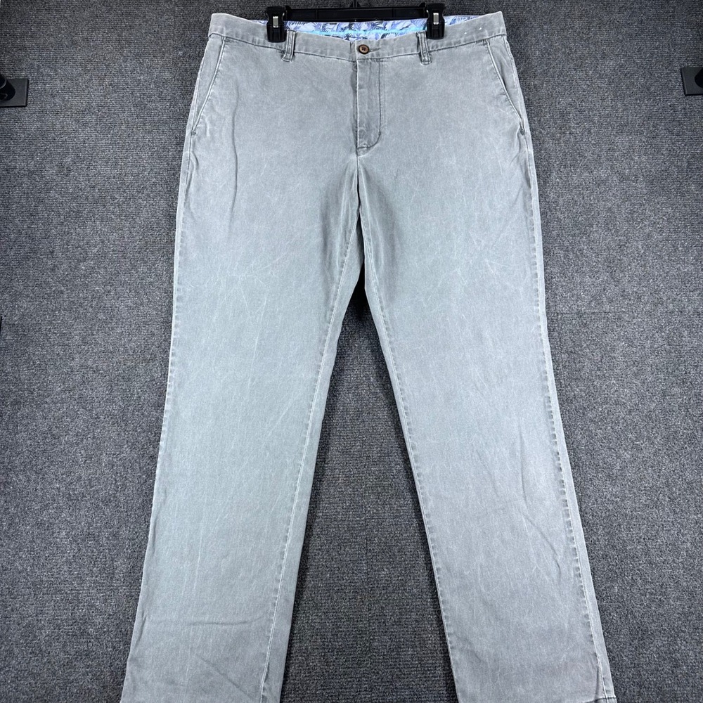 Tommy Bahama Chino Pants Mens 38x32 Gray Boracay Stretch Cotton Tencel Casual‎